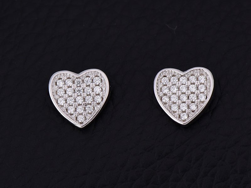 Heart zircon 925 silver studs