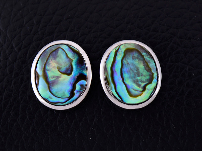 Big paua oval 925 silver stud