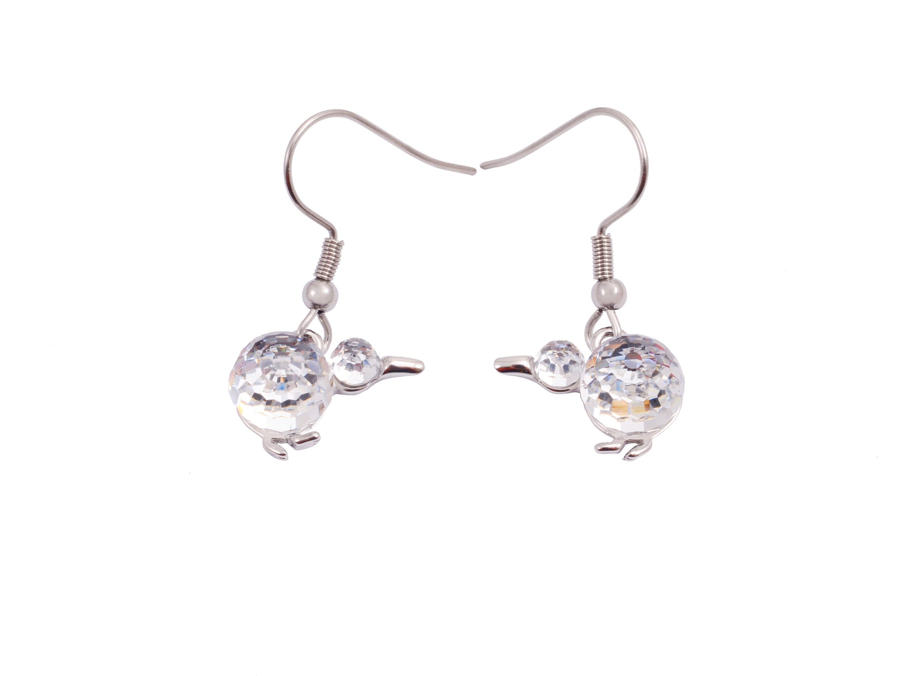 Boxed kiwi rhodium earrings with Crystal from Swarovski