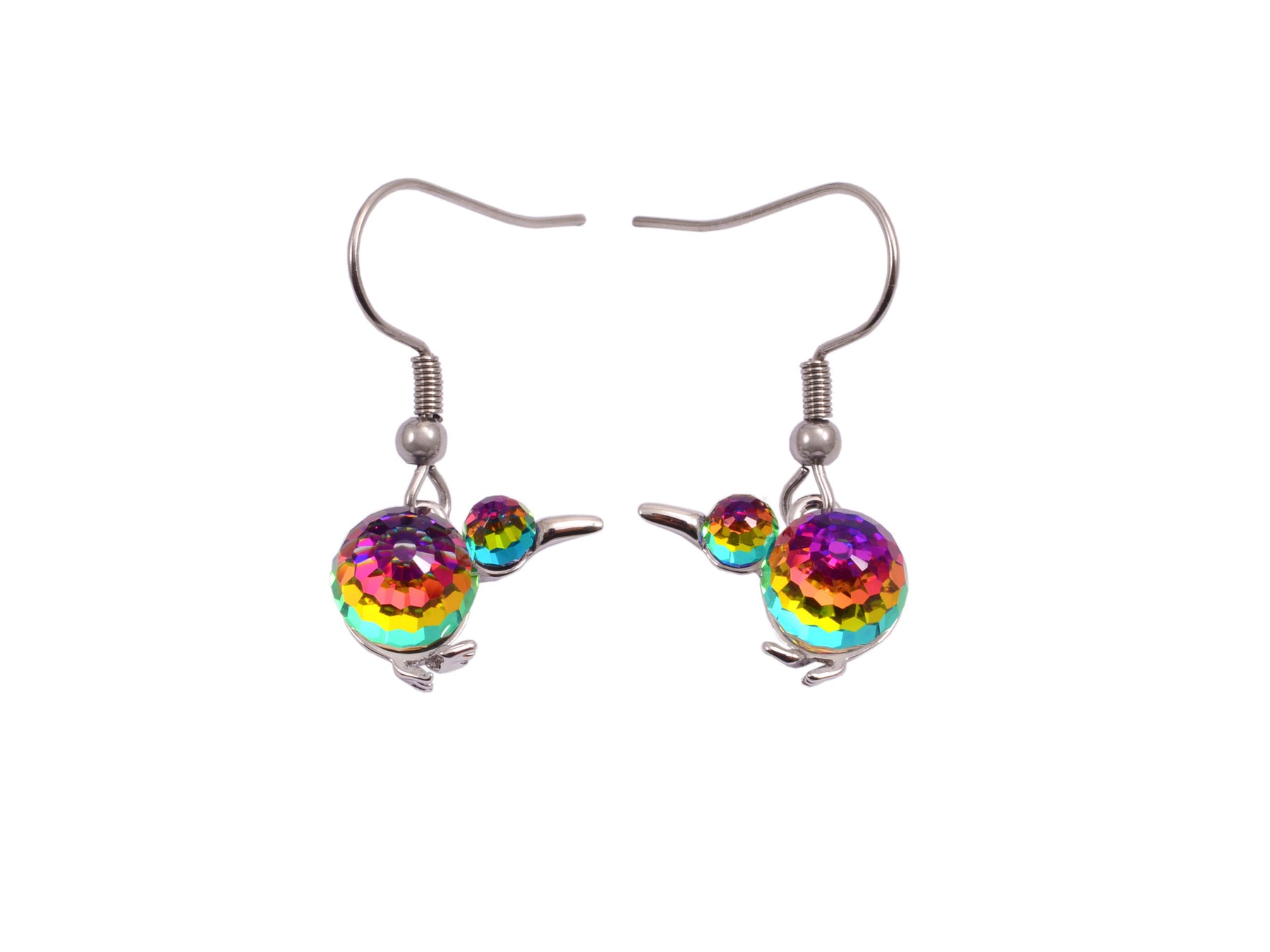 Boxed kiwi rhodium earrings with Crystal from Swarovski