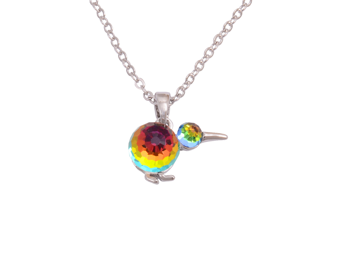 Boxed kiwi rhodium pendant with Crystal from Swarovski