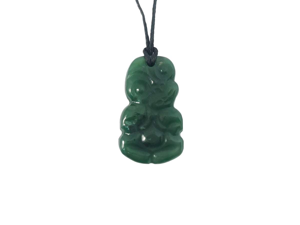 Boxed NZ Greenstone Small Tiki Pendant