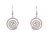 Boxed rhinestone koru rhodium earrings