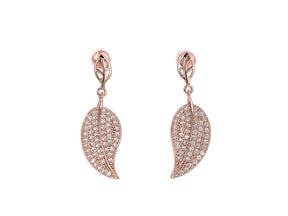 Boxed zircon leaf earrings
