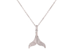 Boxed zircon whale-tail pendant