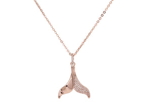 Boxed zircon whale-tail pendant