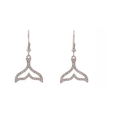 Boxed rhinestone whale-tail rhodium earrings